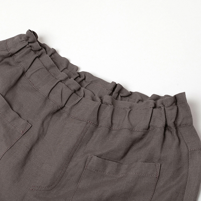 棉麻寬口7分褲 棕