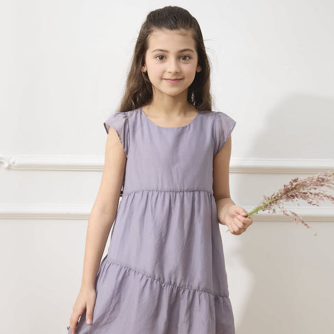 優雅絲棉洋裝 紫