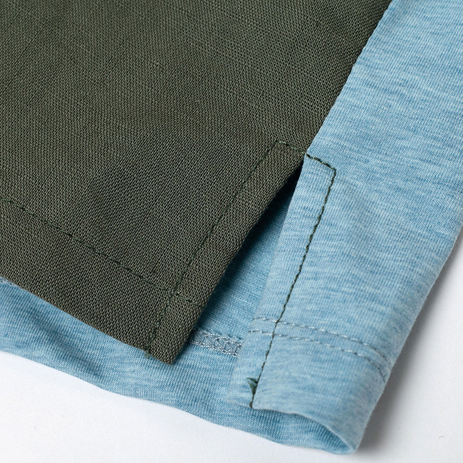 圓領剪接 針織上衣 藍