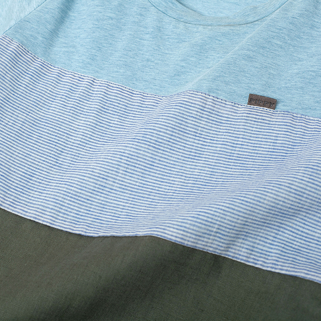 圓領剪接 針織上衣 藍