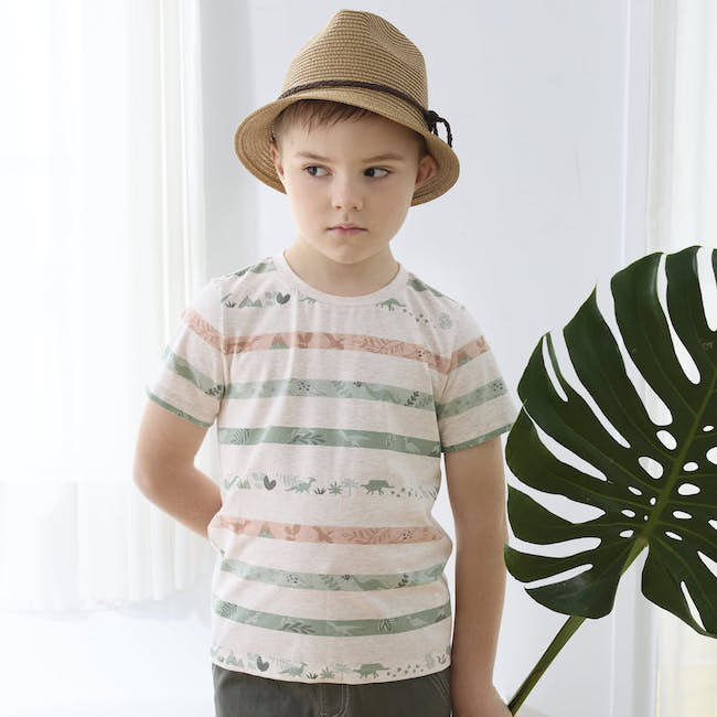 個性印花圓領上衣 卡其