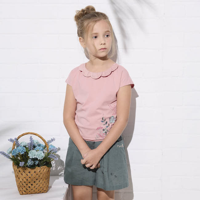 刺繡鉤花上衣 粉