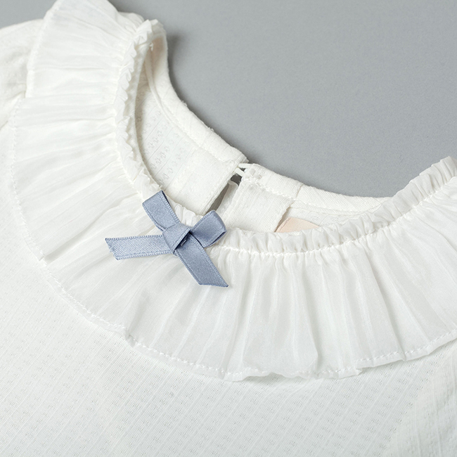 優雅百摺領上衣 藍