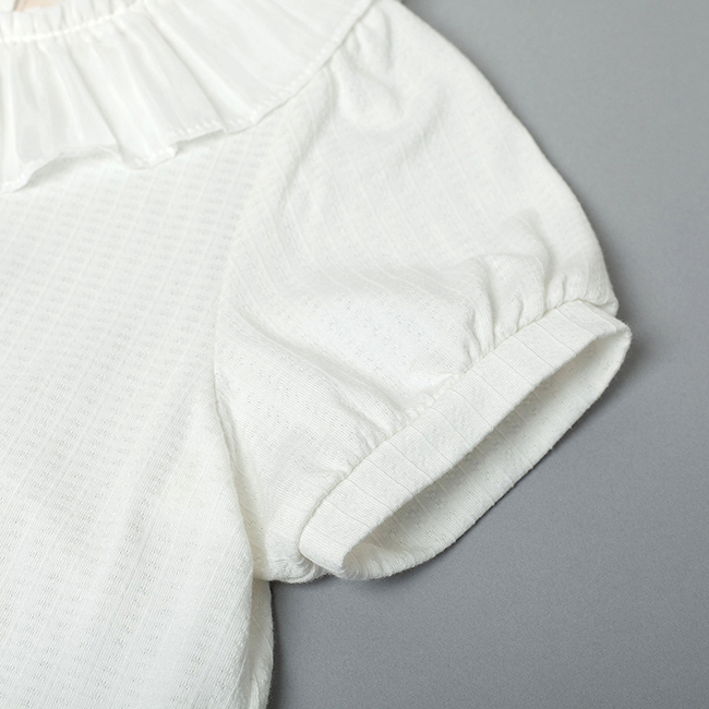 優雅百摺領上衣 藍