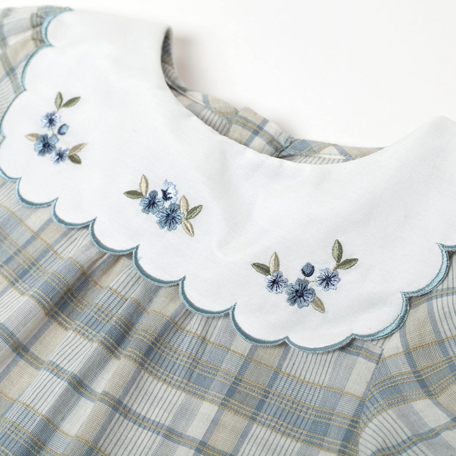 經典格紋洋裝 藍