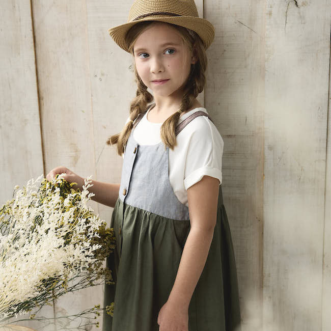 優閒優雅兩件式吊帶裙 綠