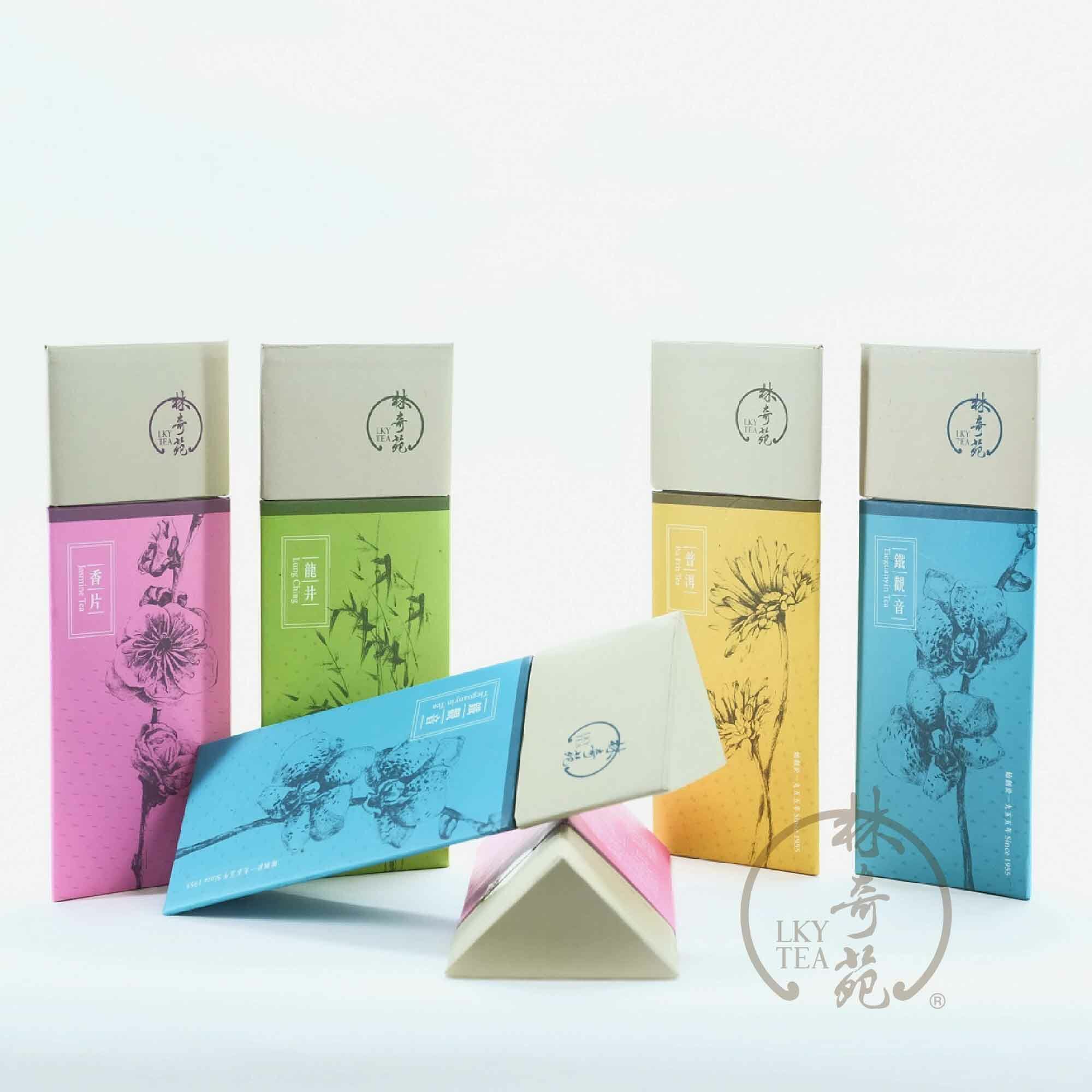 【三角筒套裝】普洱・鐵觀音・香片・龍井