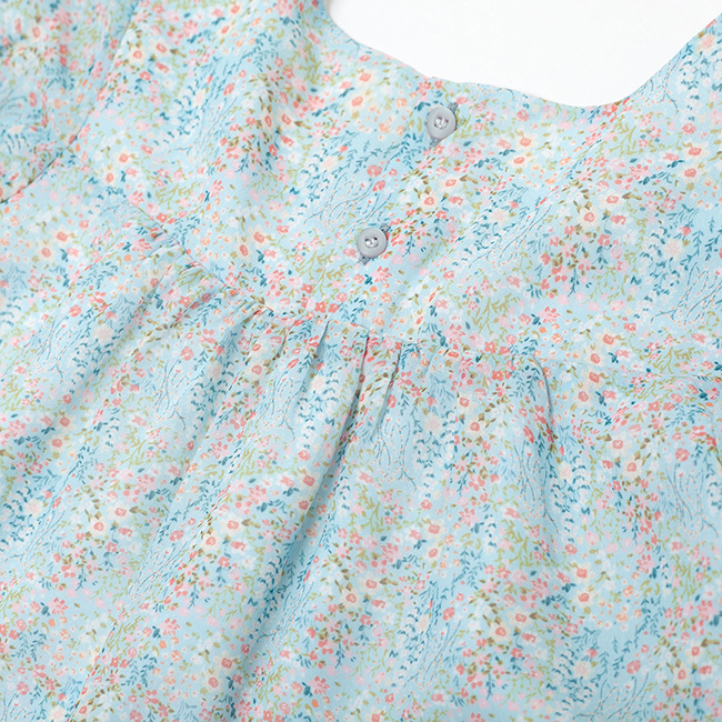 方領印花上衣 綠