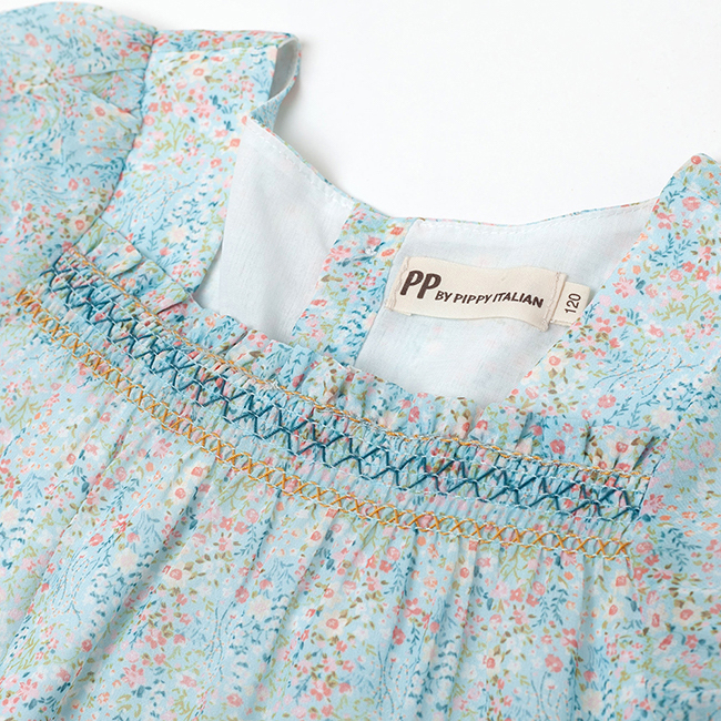 方領印花上衣 綠