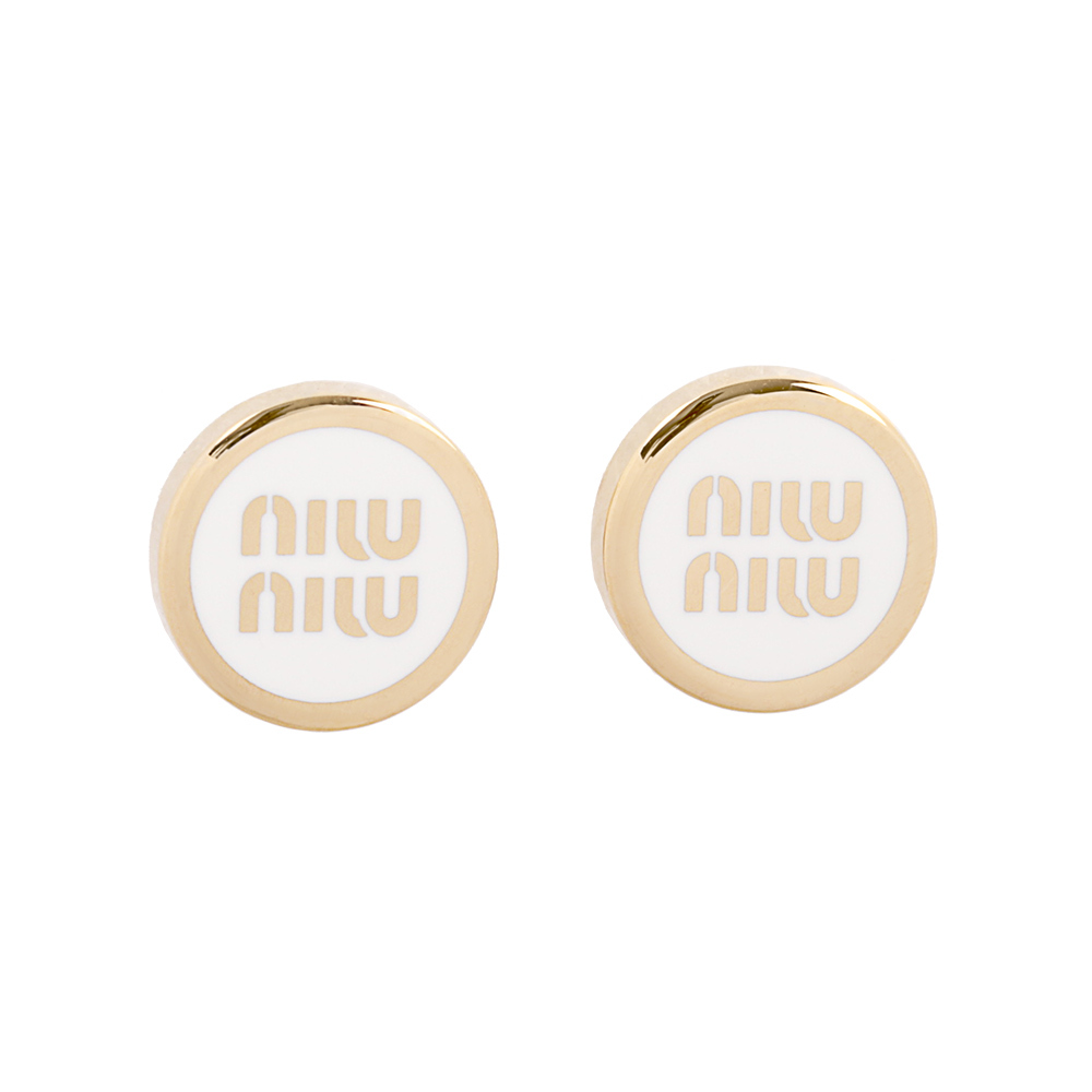 【MIU MIU】Logo 標誌琺瑯及金屬針式耳環