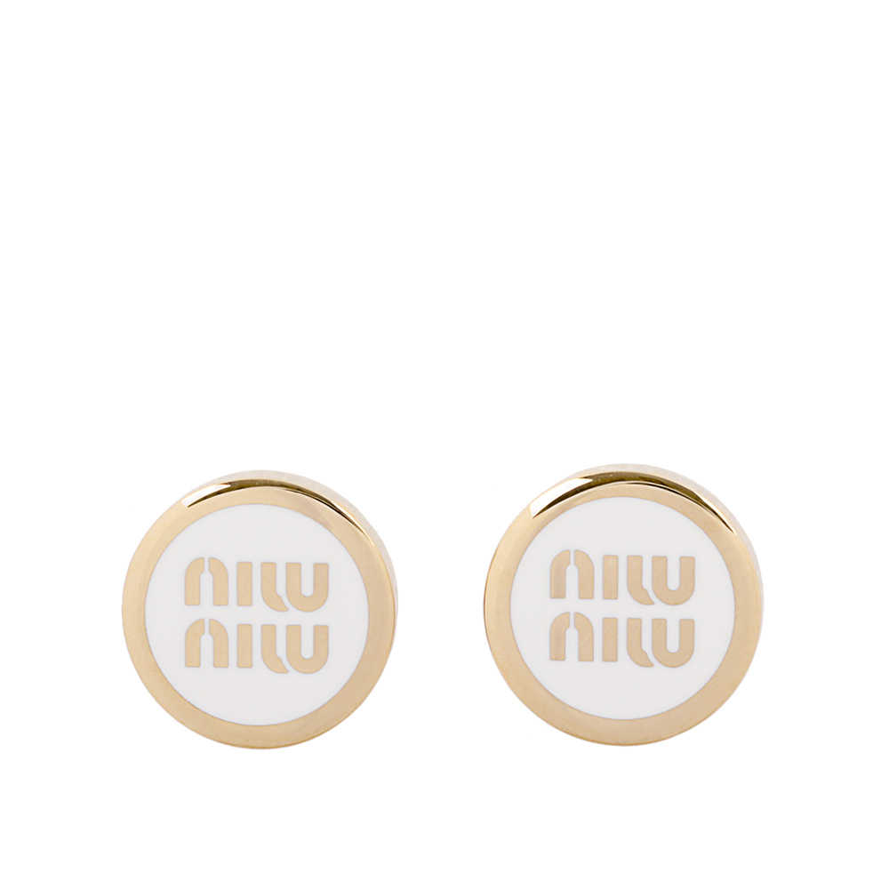 【MIU MIU】Logo 標誌琺瑯及金屬針式耳環