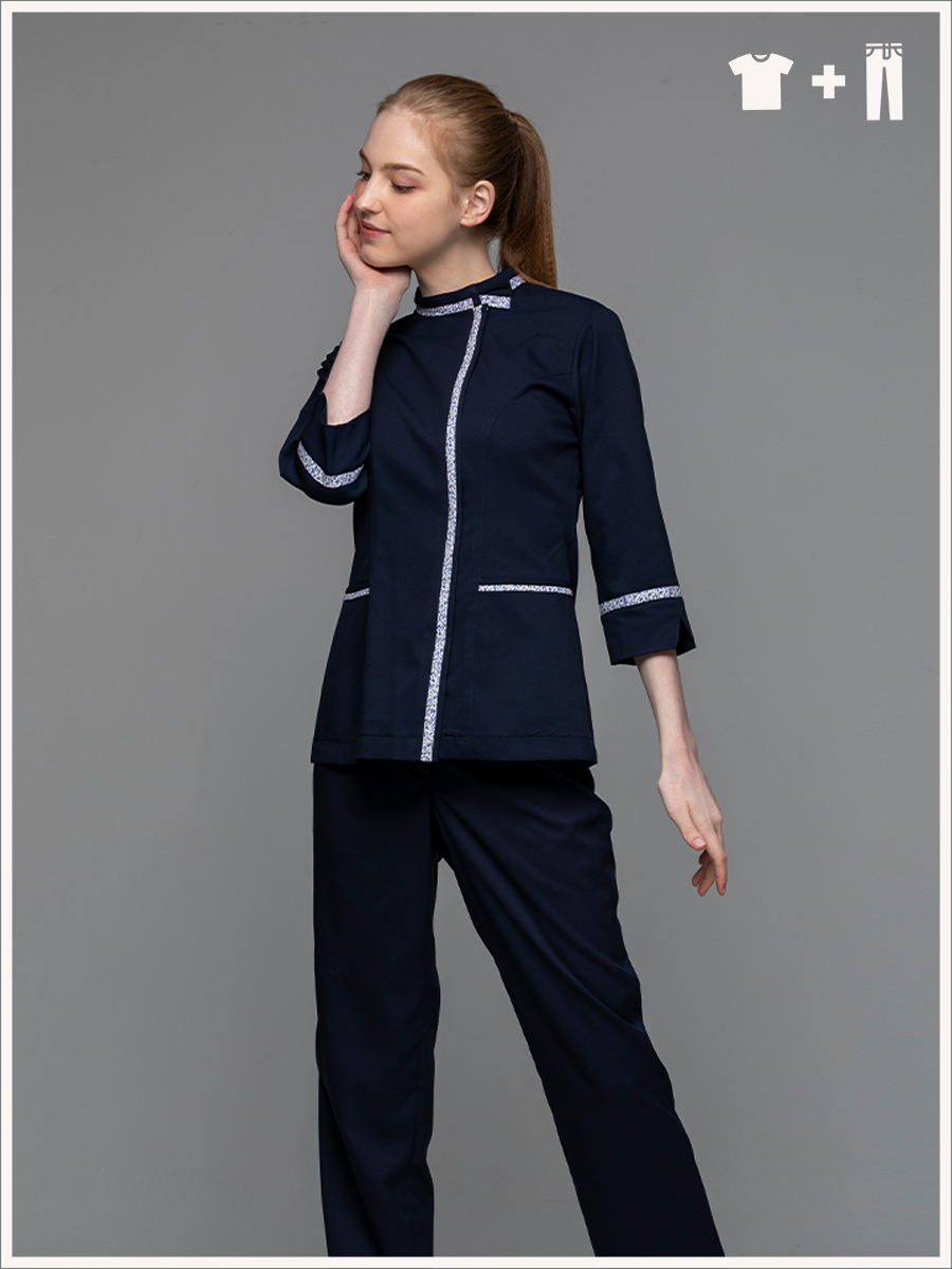 【整套販售】AS250-B9 女護理套裝-AS柔彈布-深海藍