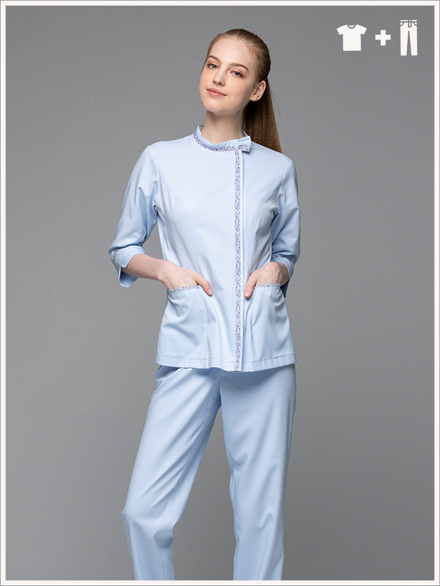 【整套販售】AS250-B0 女護理套裝-AS柔彈布-寶寶藍