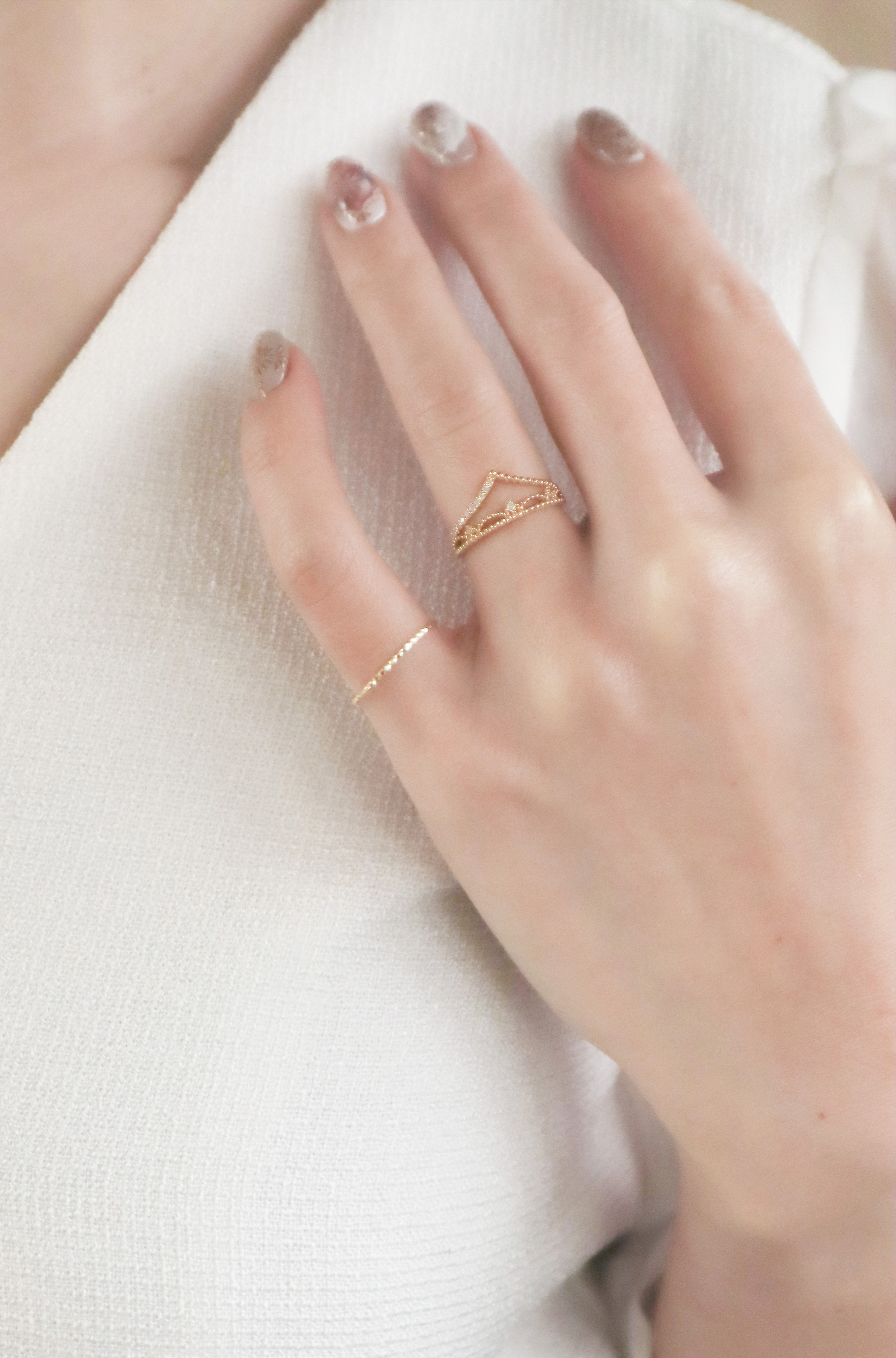 10K/柔美V型戒指