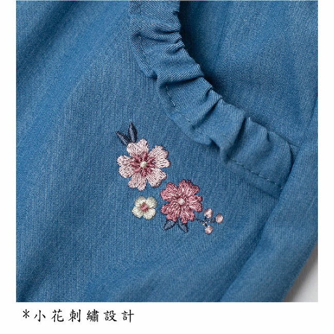 花邊抽皺4分褲 藍