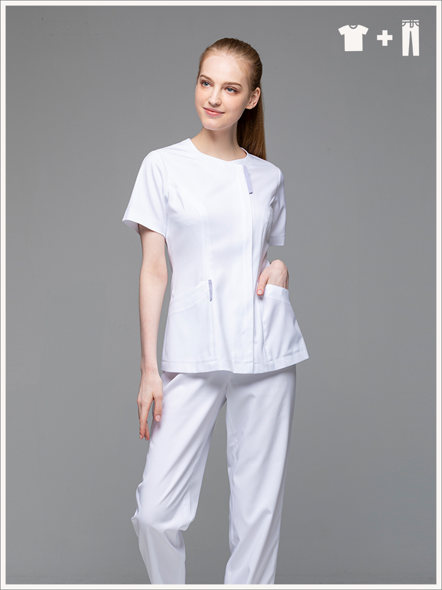 【整套販售】AS251-W0 女護理套裝-AS柔彈布-純粹白