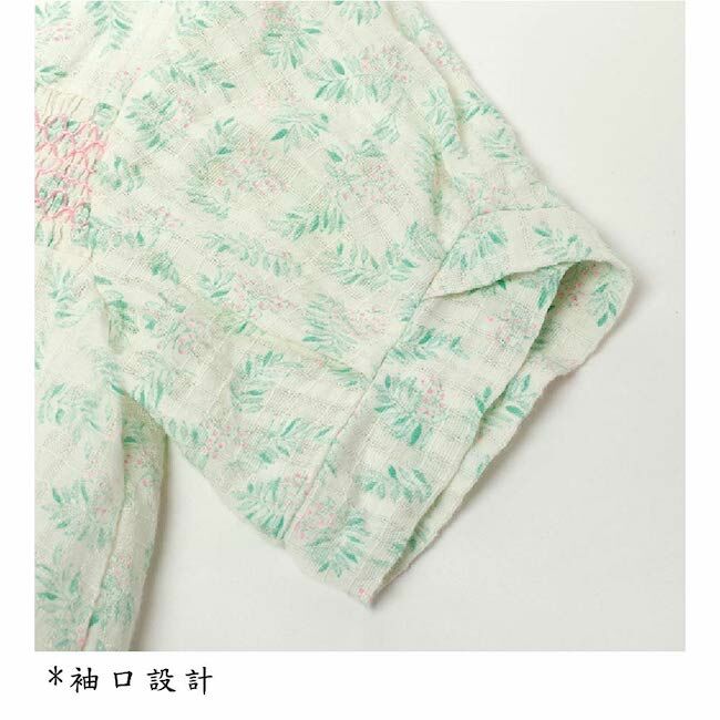 碎花刺繡上衣 米