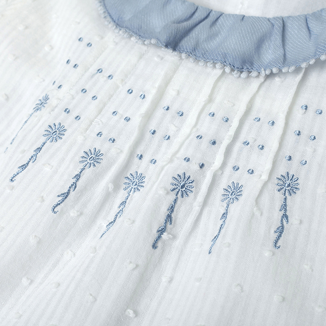 蕾絲領片上衣 白