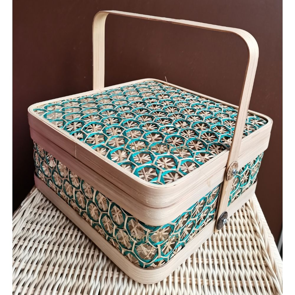 Traditional Handmade Single Layer Bamboo Gift Basket