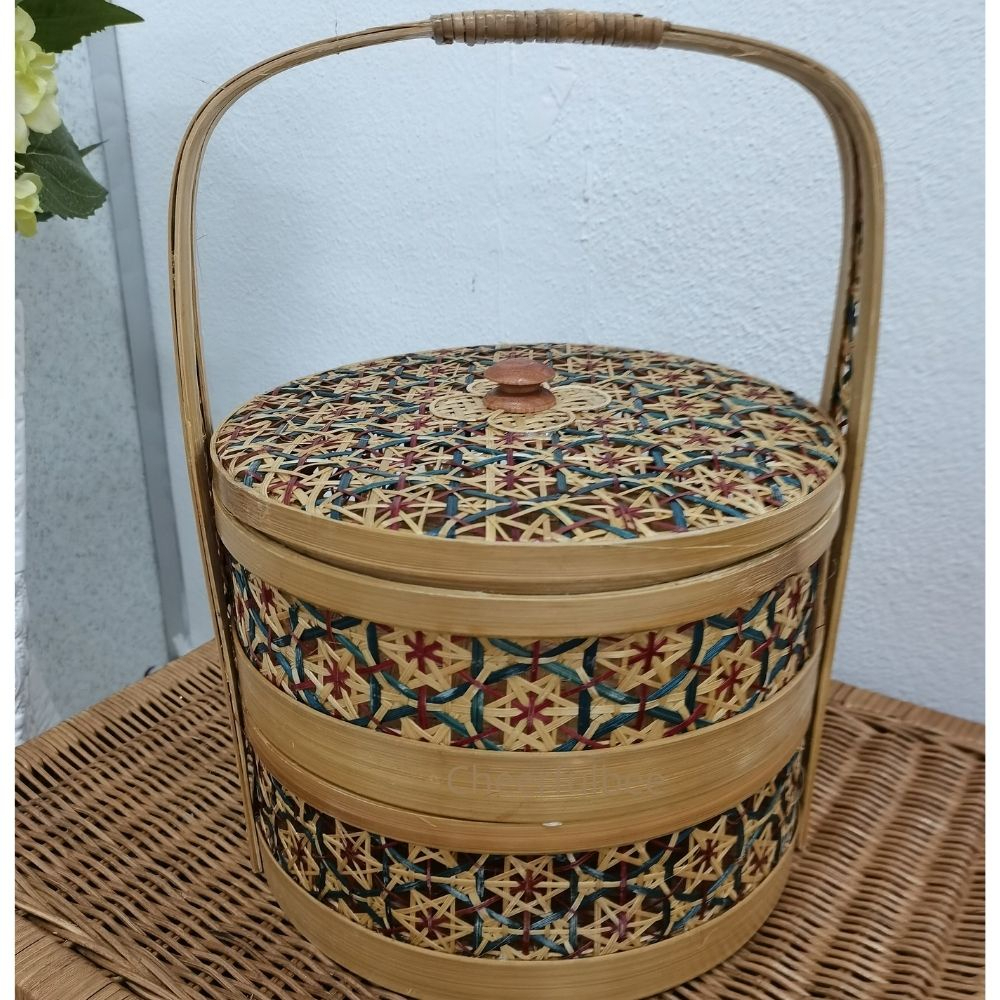 Traditional Handmade Double Layer Bamboo Gift Basket
