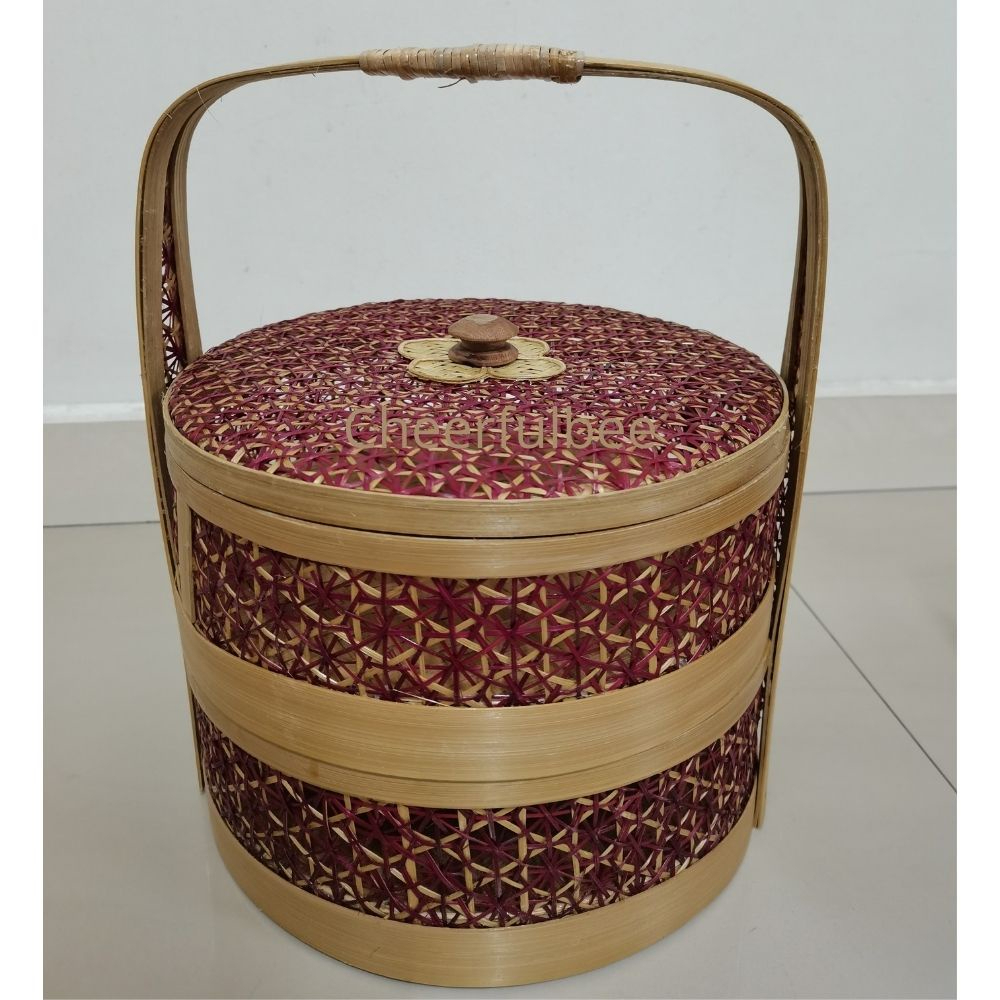Traditional Handmade Double Layer Bamboo Gift Basket