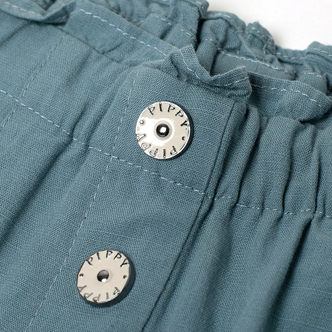 荷葉抽皺優雅短褲 藍綠