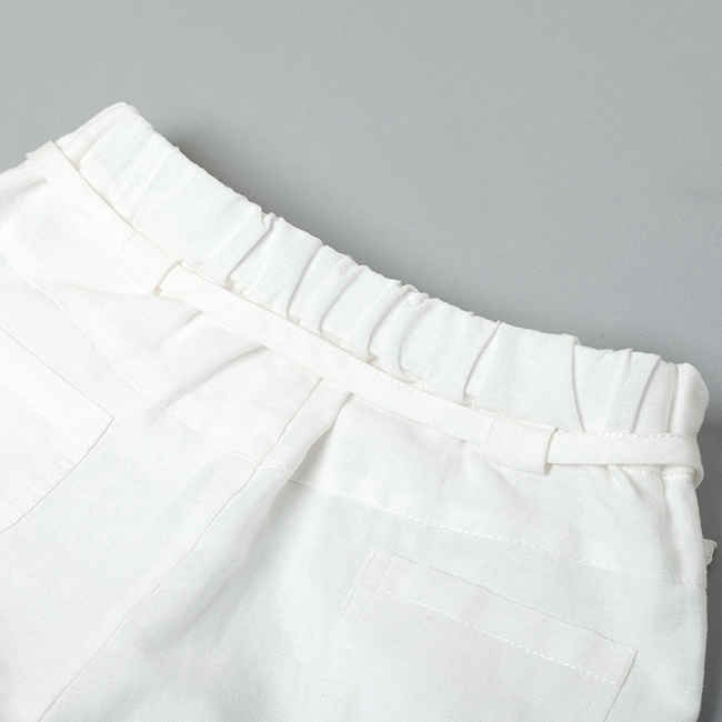 優雅寬口8分長褲 米