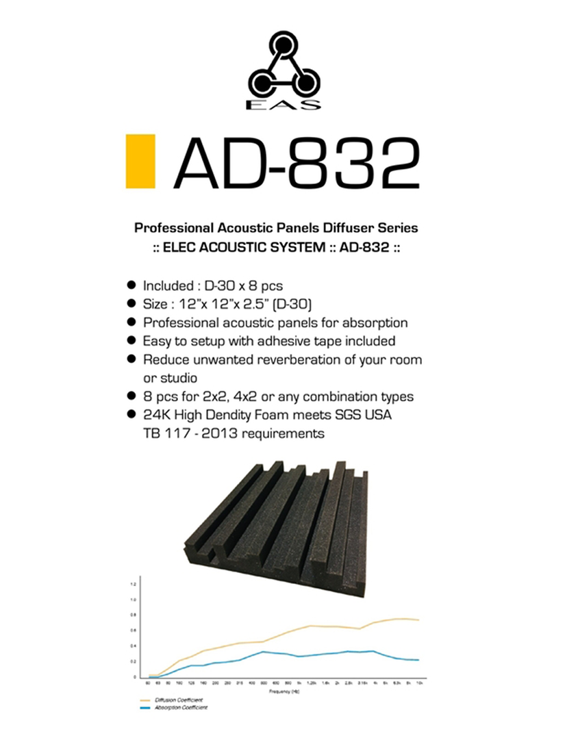 EAS AD-832 Diffuser 擴散系列 吸音磚片組 (8片)