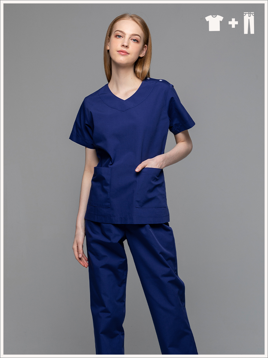 【整套販售】C709-B7 女刷手服套裝-C經典布-寶石藍