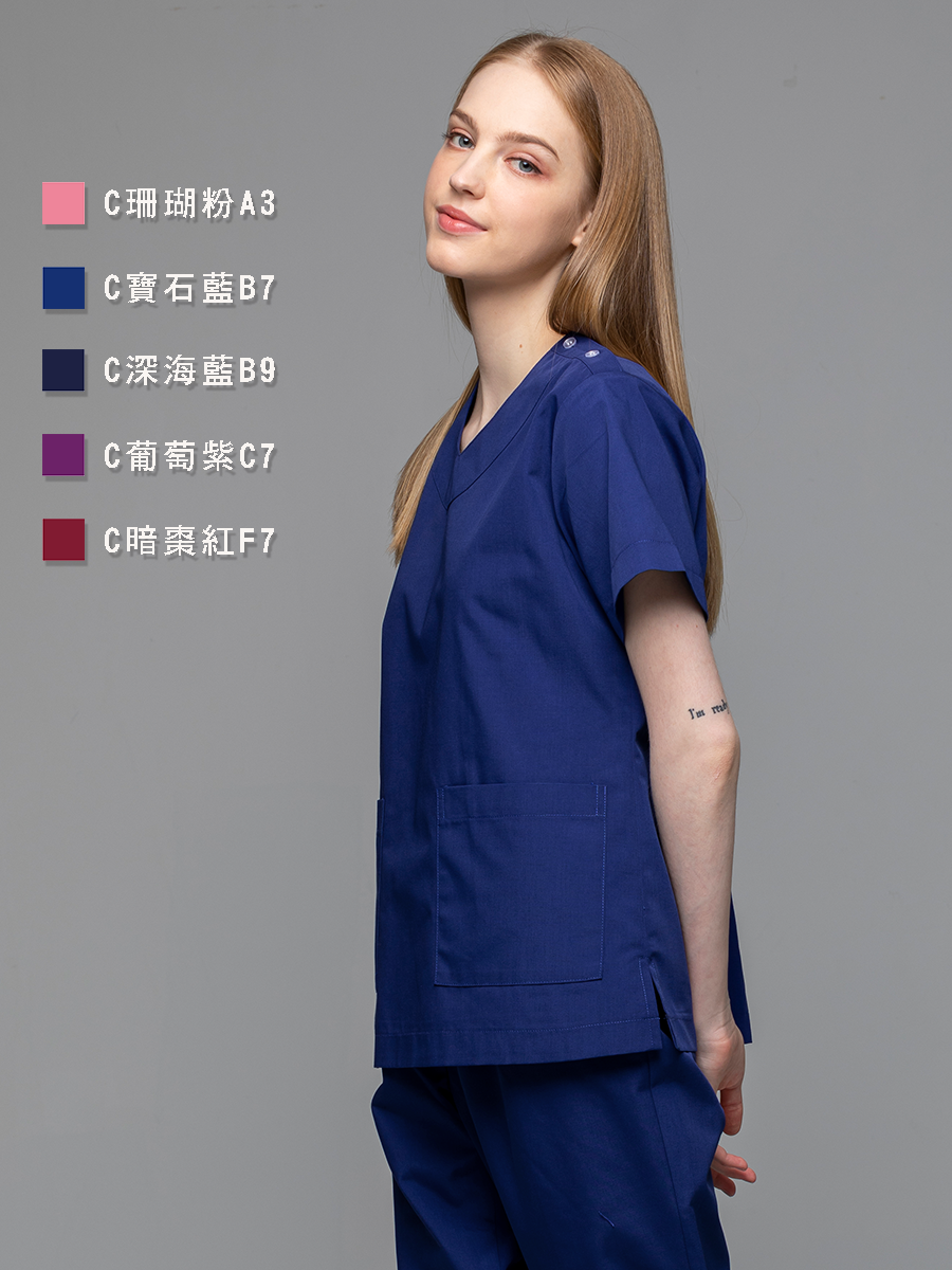 【整套販售】C709-B7 女刷手服套裝-C經典布-寶石藍