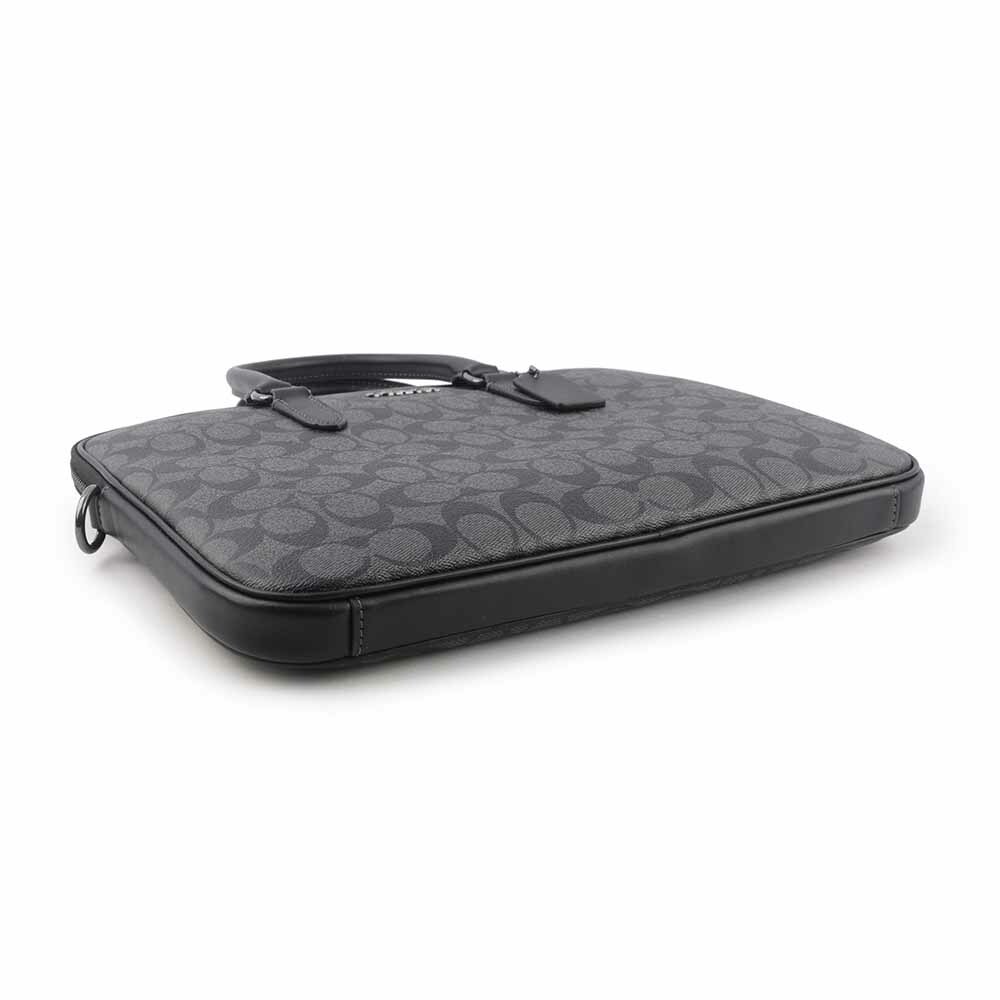 【COACH】Liam 塗層帆布及牛皮手提/斜背二用公事包(炭灰色) CJ630 QBO4G