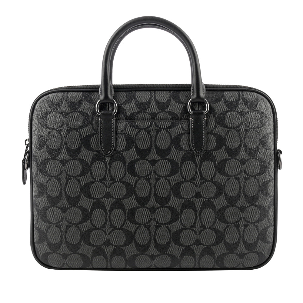 【COACH】Liam 塗層帆布及牛皮手提/斜背二用公事包(炭灰色) CJ630 QBO4G