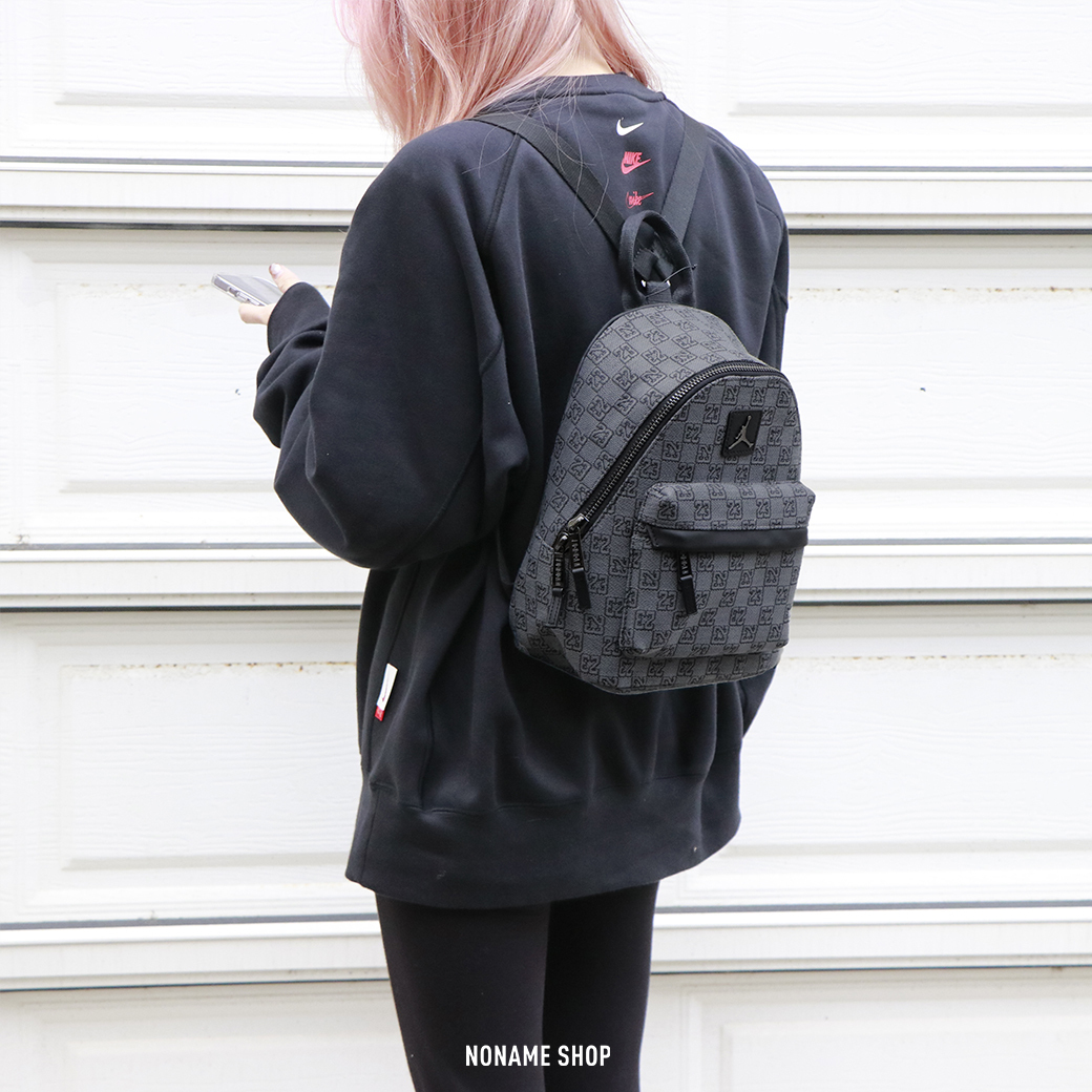 NIKE JORDAN BACKPACK 復古 棋盤格 老花 後背包 灰黑 (小)