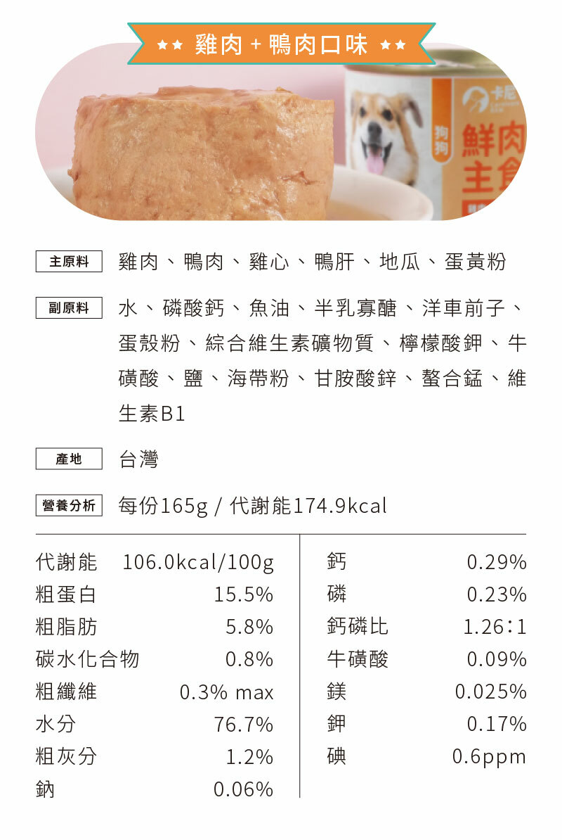 雞肉+鴨肉口味原料、營養分析