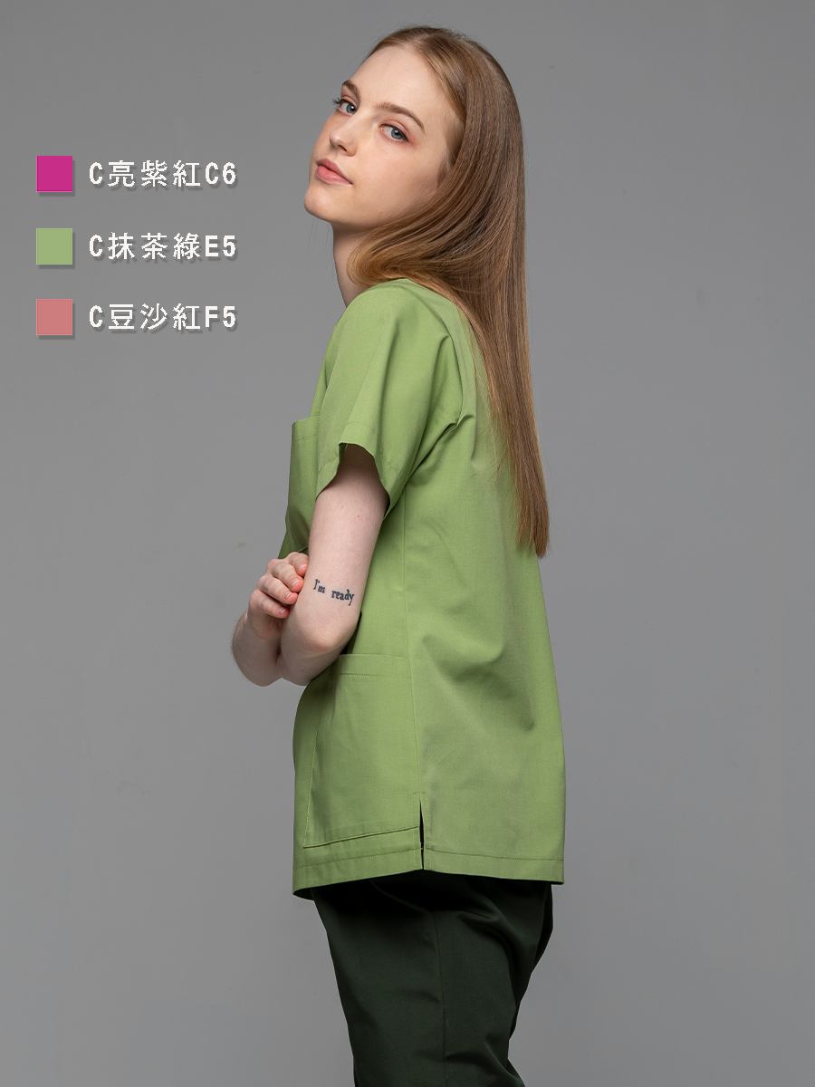 【整套販售】C713-E5 女刷手套裝-C經典布-抹茶綠