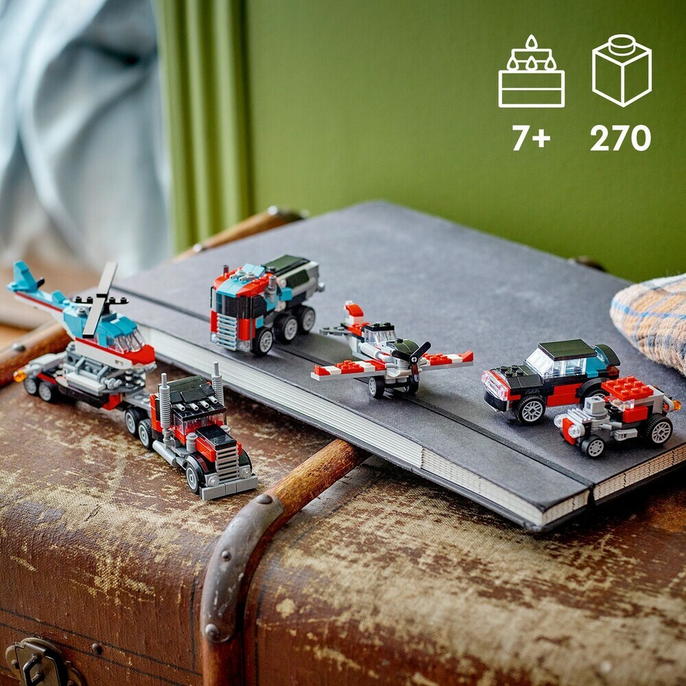 [飛米樂高積木專賣店]LEGO 31146 Creator-平板卡車和直升機