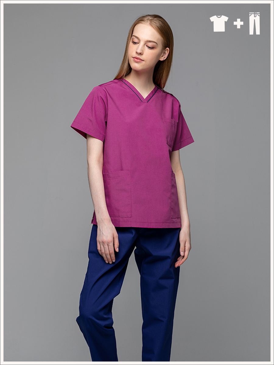 【整套販售】C713-C6 女刷手套裝-C經典布-亮紫紅