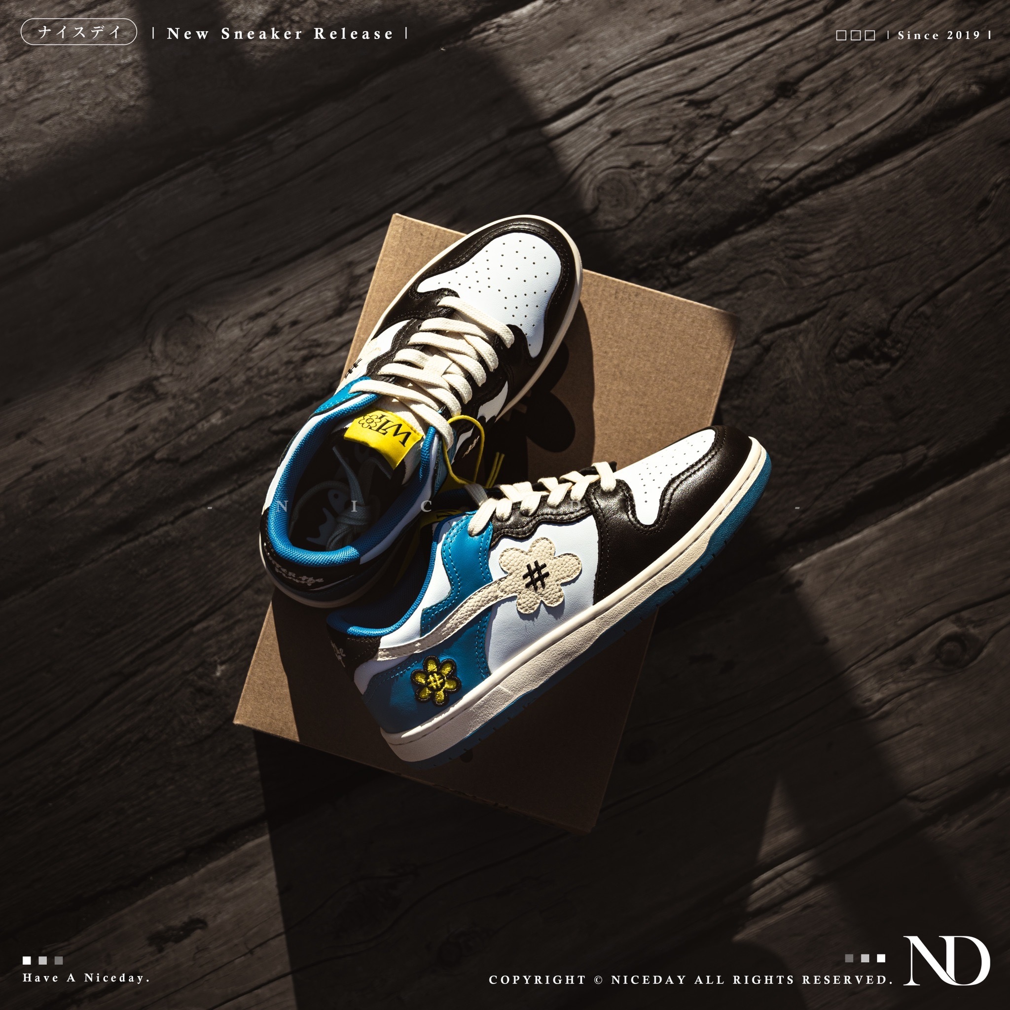 NICEDAY 現貨 water the plant WTP 日本 THUNDER  小花 黑白藍 閃電藍 小倒勾 日本