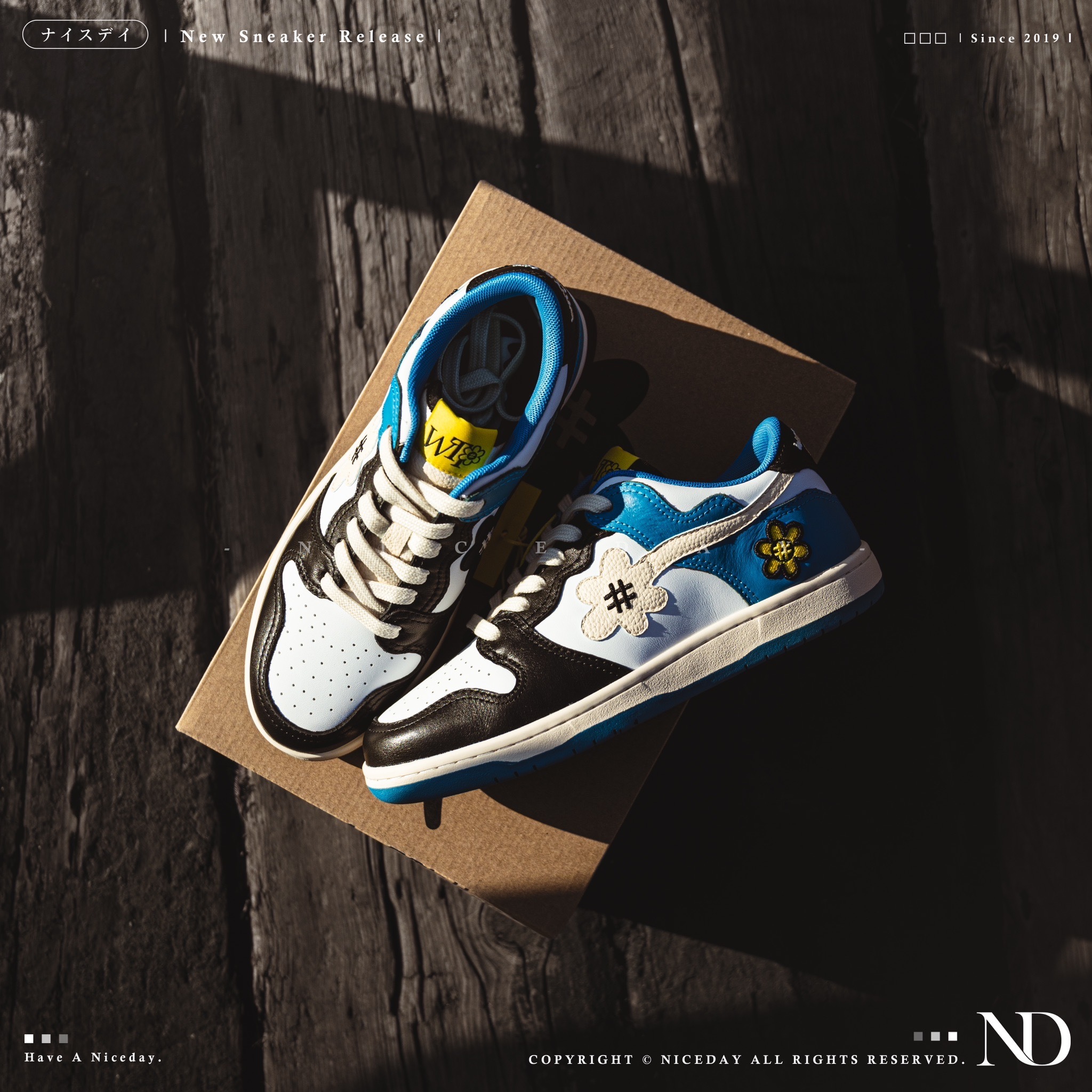 NICEDAY 現貨 water the plant WTP 日本 THUNDER  小花 黑白藍 閃電藍 小倒勾 日本