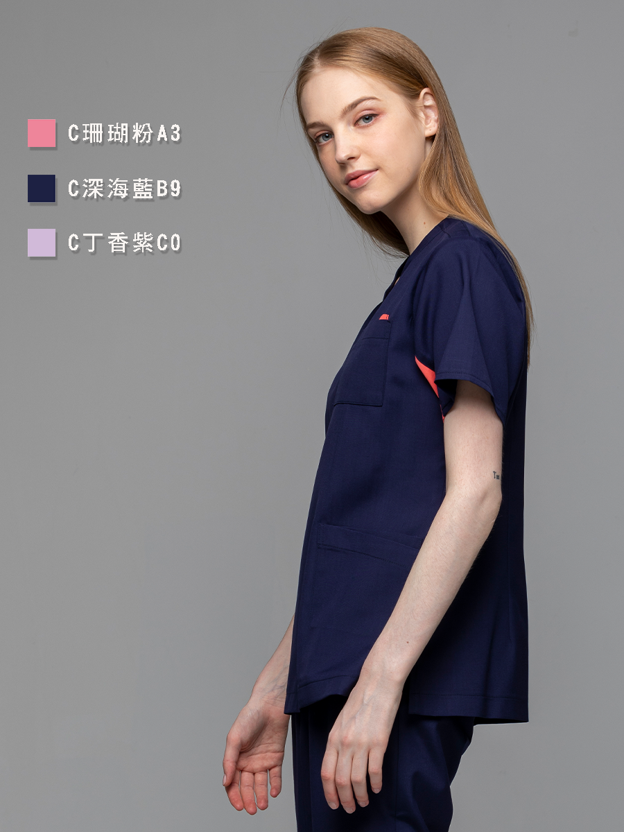 【整套販售】C714-B9 女刷手套裝-C經典布-深海藍