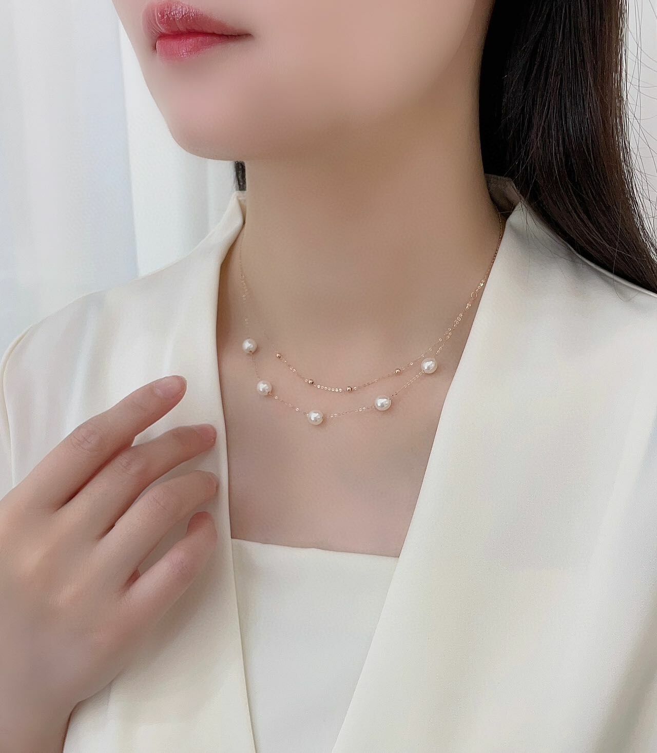 18K玫瑰金珍珠頸鏈
