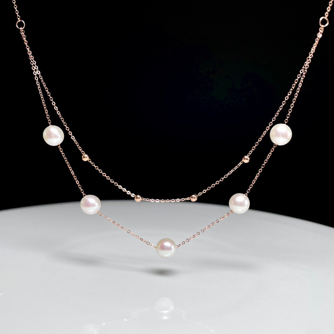 18K玫瑰金珍珠頸鏈