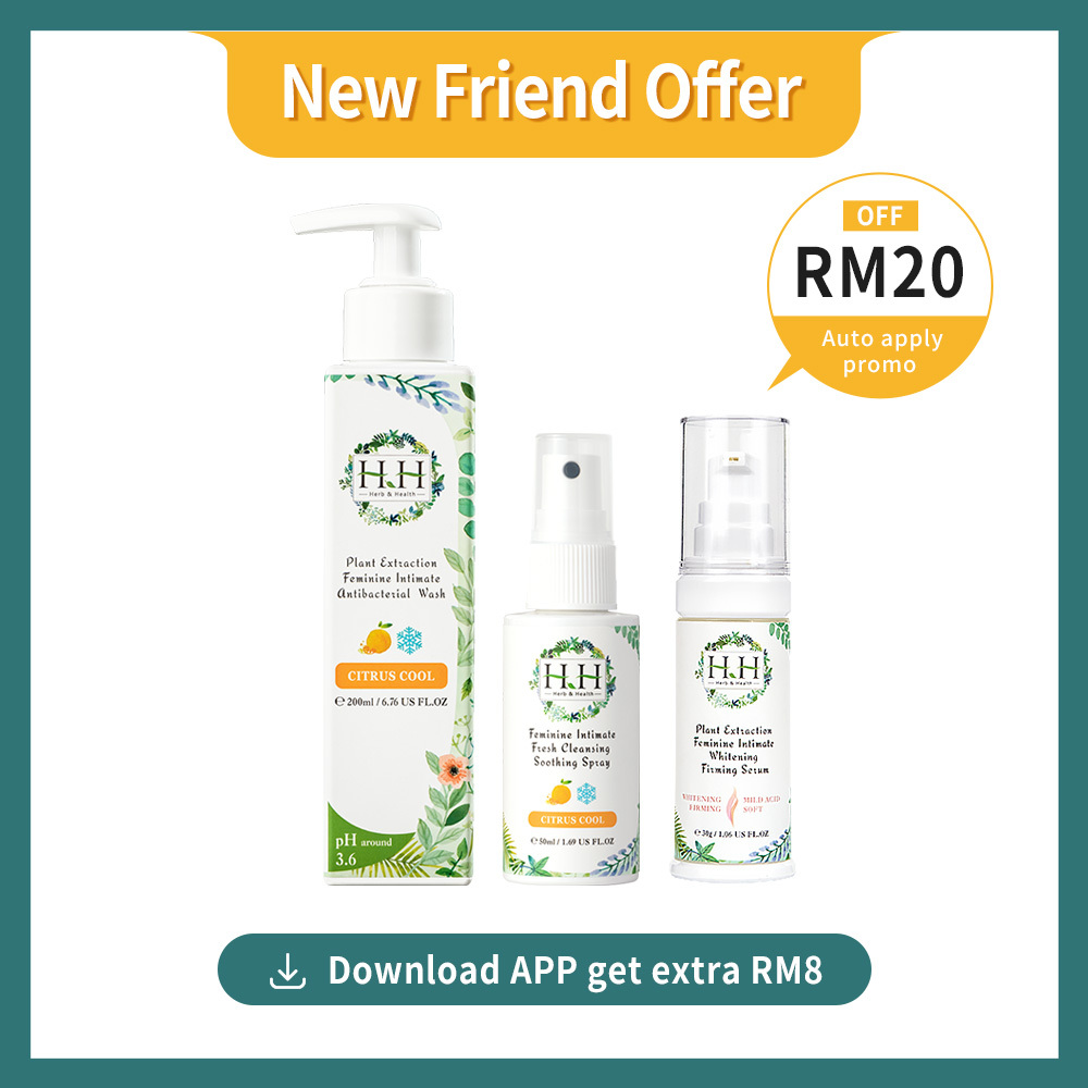 【New Friend Recommend】HH Intimate Antibacterial Wash +Soothing Spray +Whitening Serum