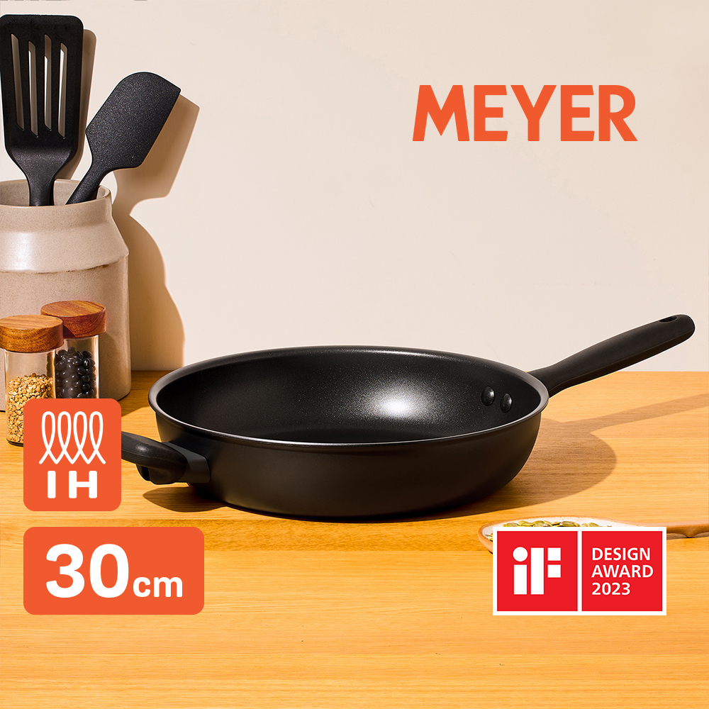 《MEYER 鎧甲黑系列》30CM導磁陽極氧化不沾平底鍋