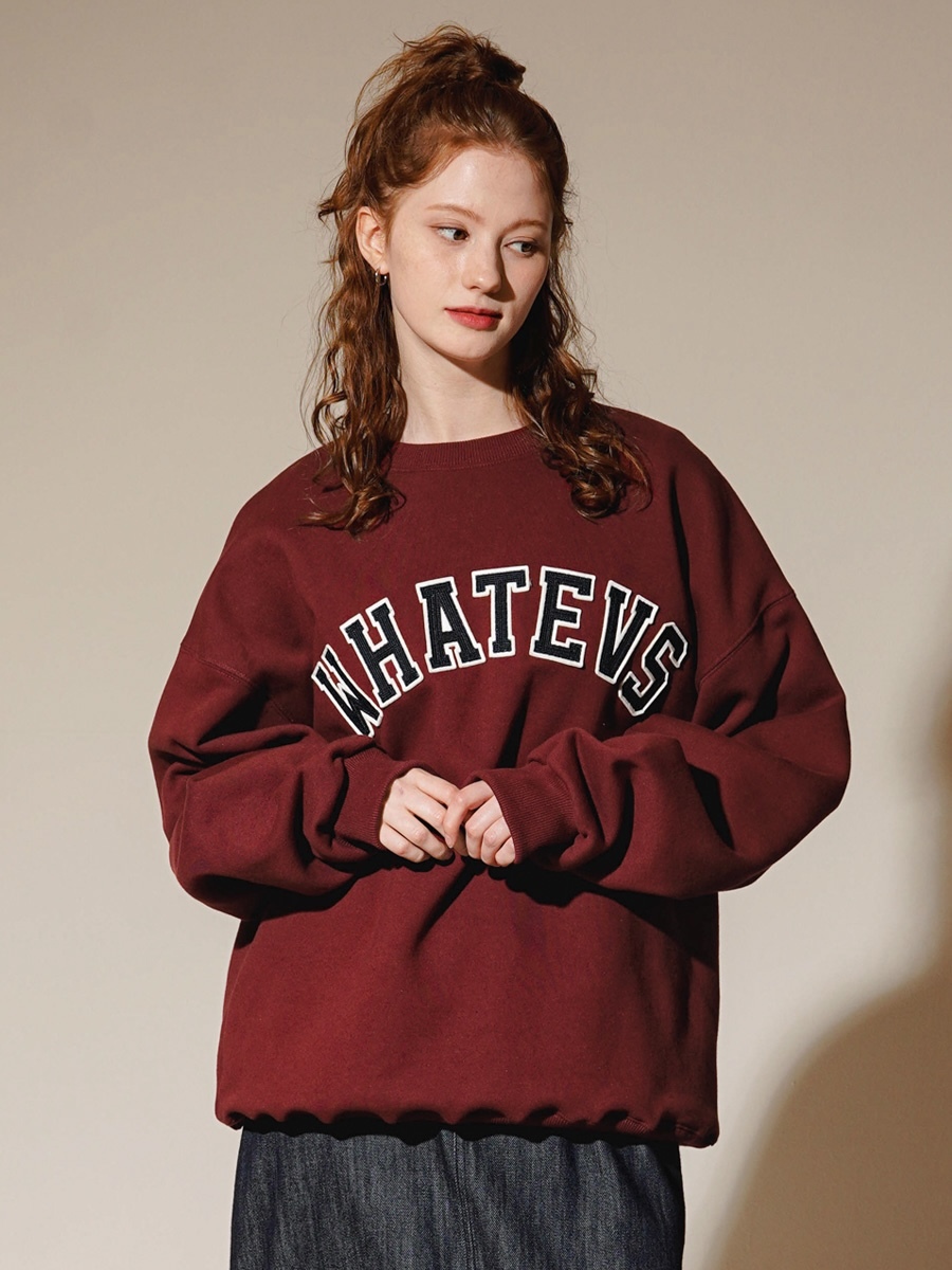 <預購> 韓國TWN 電繡 WHATEVS 縮寫刷毛大學T