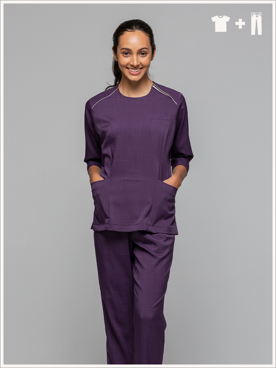 【 整套販售 】AS716-C7 女刷手服套裝-ASV薄彈布-葡萄紫