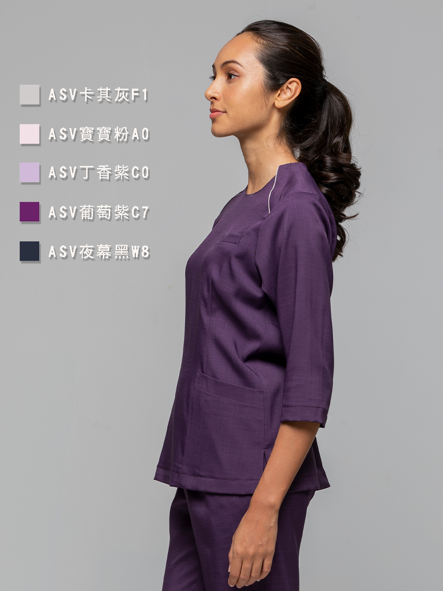 【 整套販售 】AS716-C7 女刷手服套裝-ASV薄彈布-葡萄紫