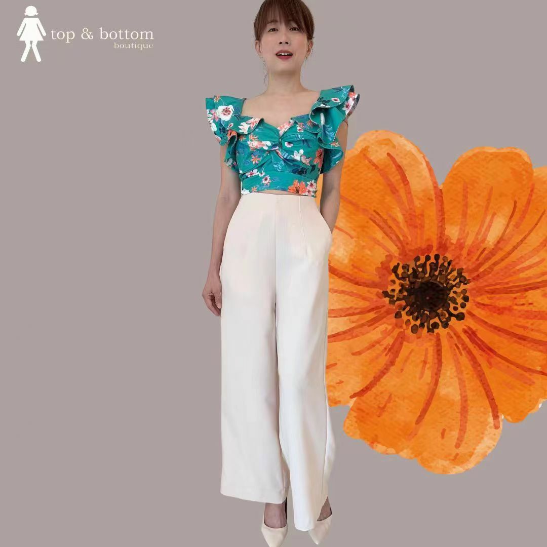 SOLID HIGH WAISTED WIDE LEG LONG PANT