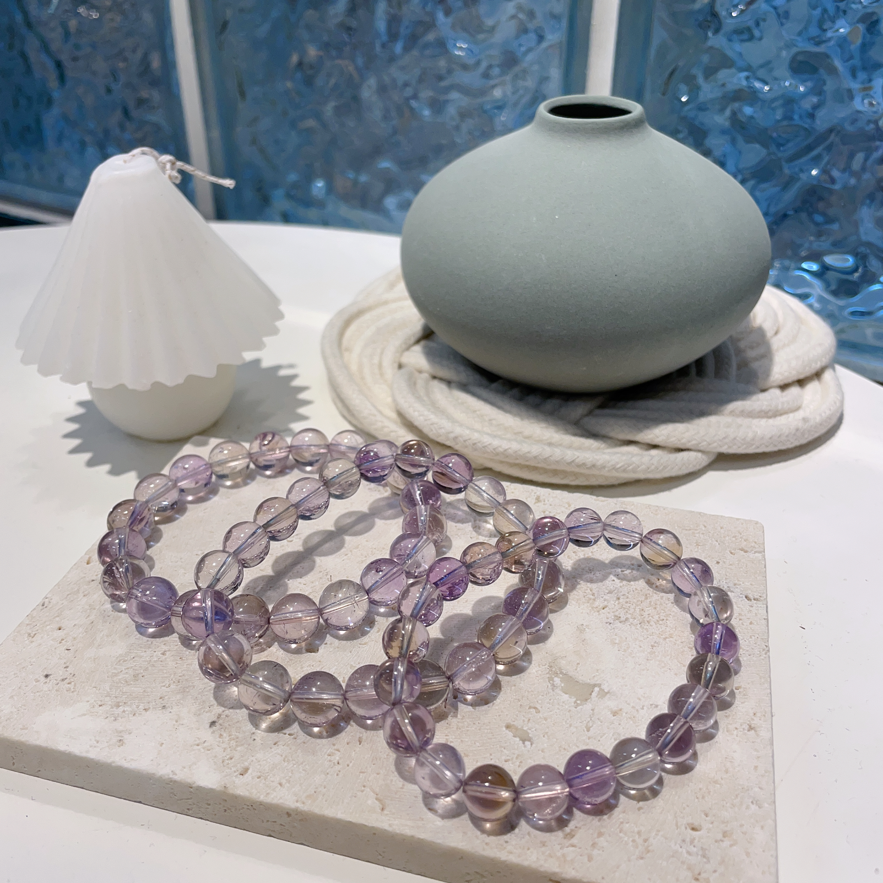 冰透紫黃晶手串 8mm