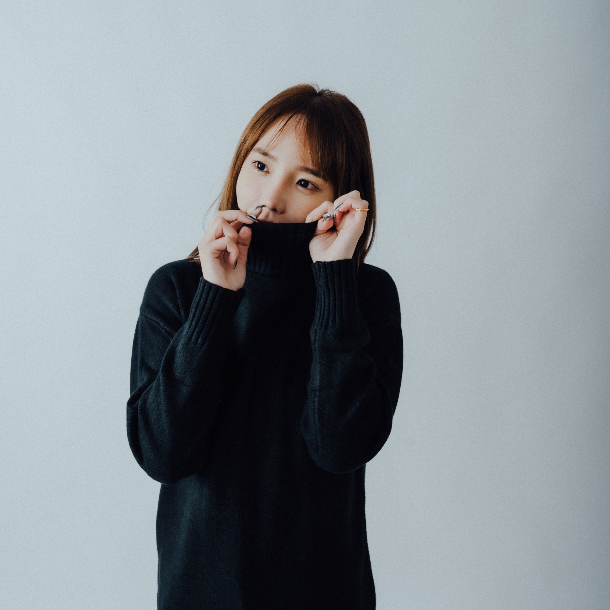 XCTRL 素面高領毛衣-黑